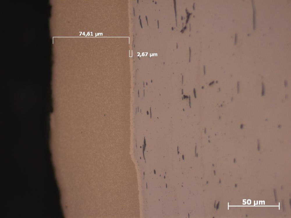 diffusion de la couche jusqu’à une profondeur de 2 à 4 µm